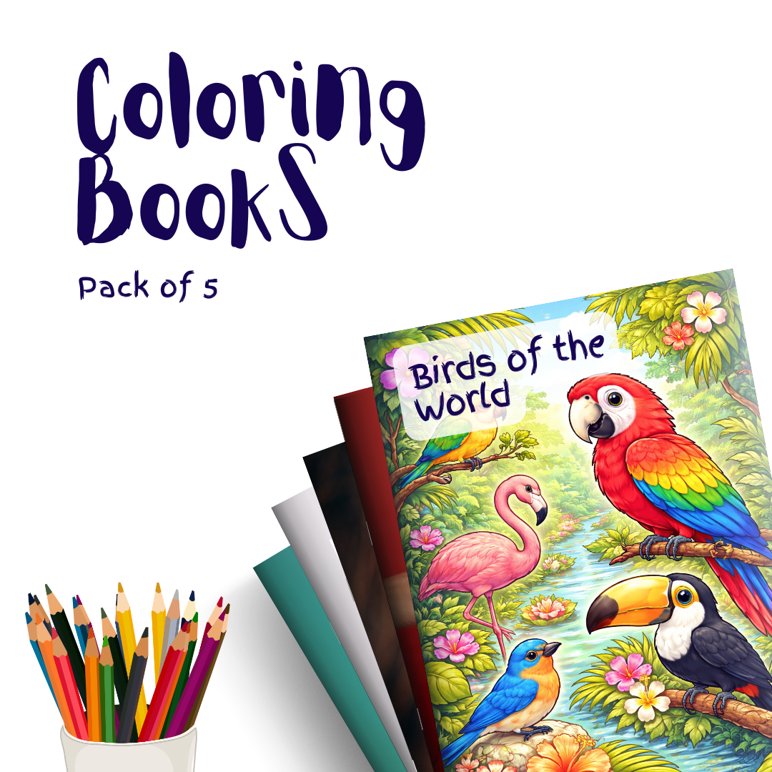 Birds of the World – 5 Coloring Books